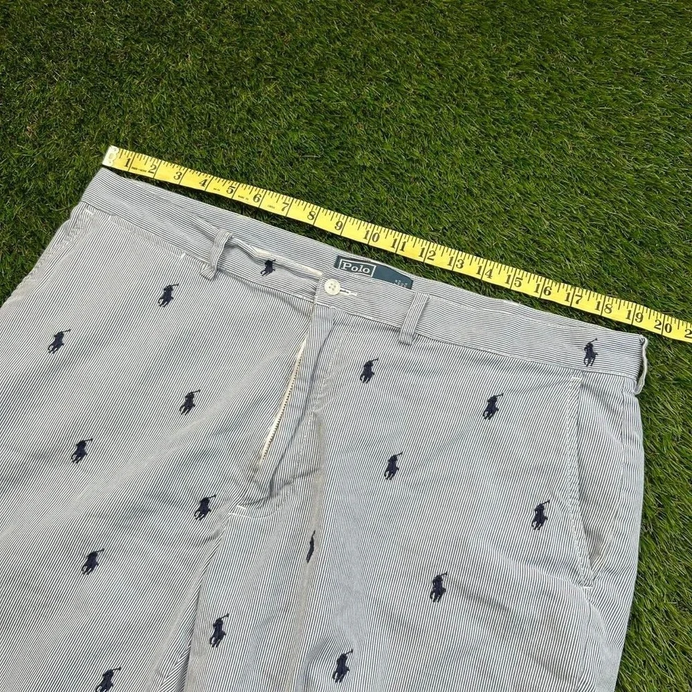 Polo Ralph Lauren Pony Print Prospect Shorts Mens 38 Blue Stripe Cotton Golf